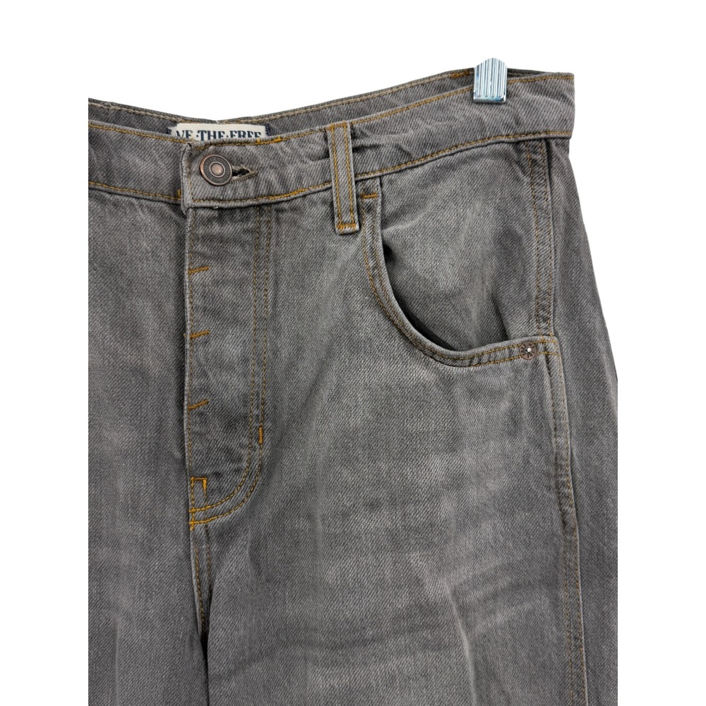 Free People Barrel Jean Womens SZ 28 Gray Lucky You Mid Rise Button Fly Cropped - Picture 9 of 16